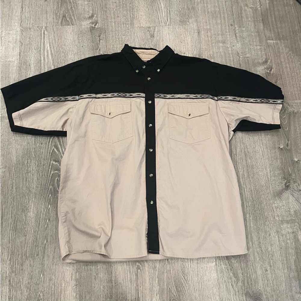 WRANGLER Western Vintage Button Down Shoet Sleeve‎ Shirt Men’s Size XL